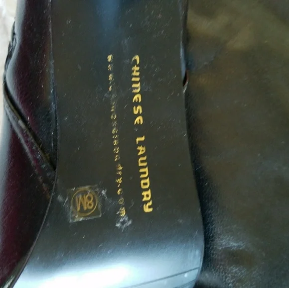 Chinese Laundry shiny black thigh high boots side zip 8M - Picture 6 of 8